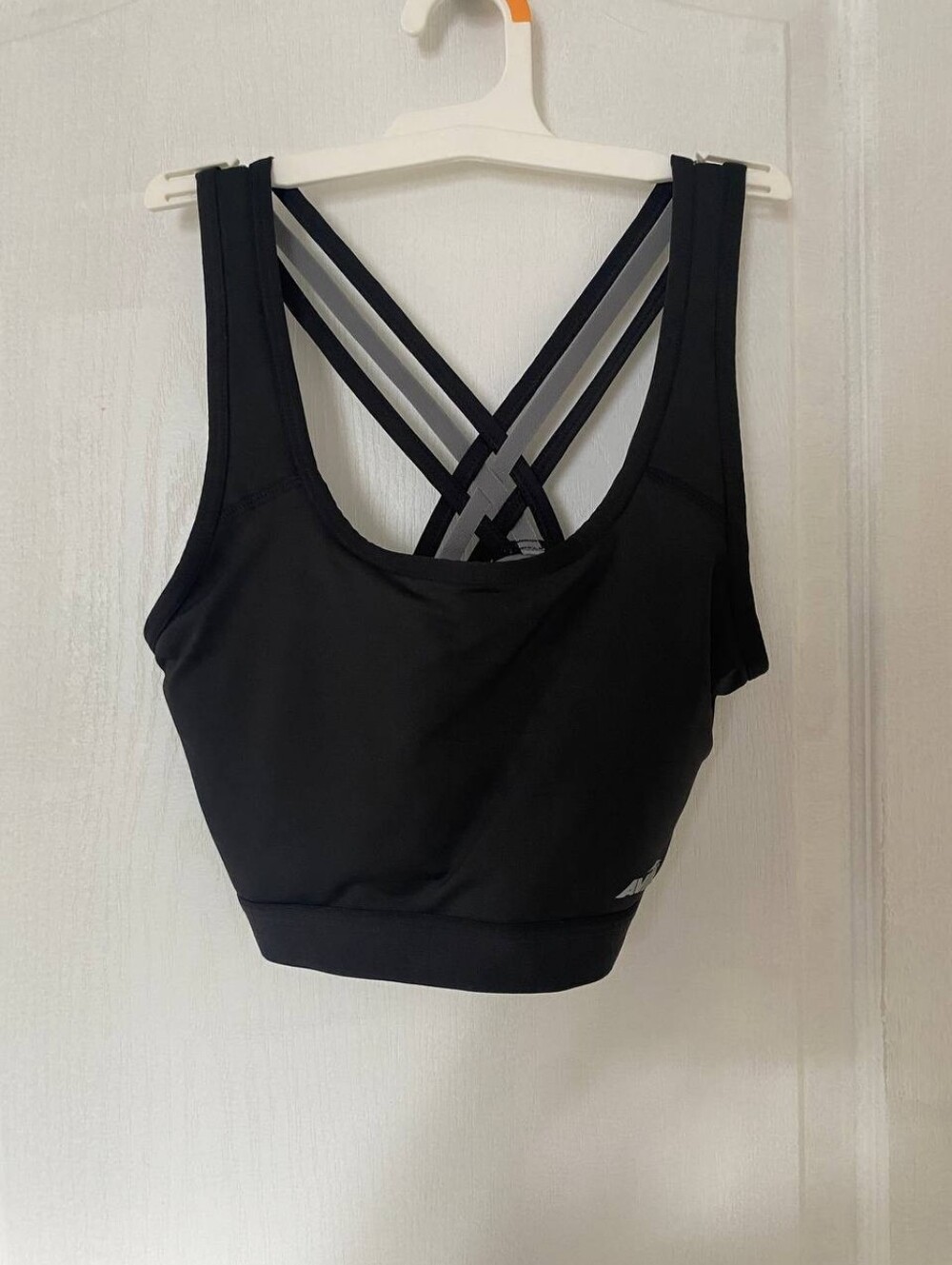 Avia Padded Gray and Black Sports Bra with Back Criss Cross Straps Size Large